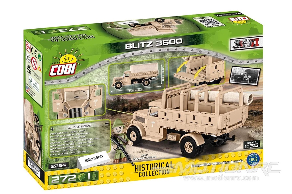 COBI Opel Blitz 3600 Transport Truck 1:35 Scale Building Block Set COBI-2254