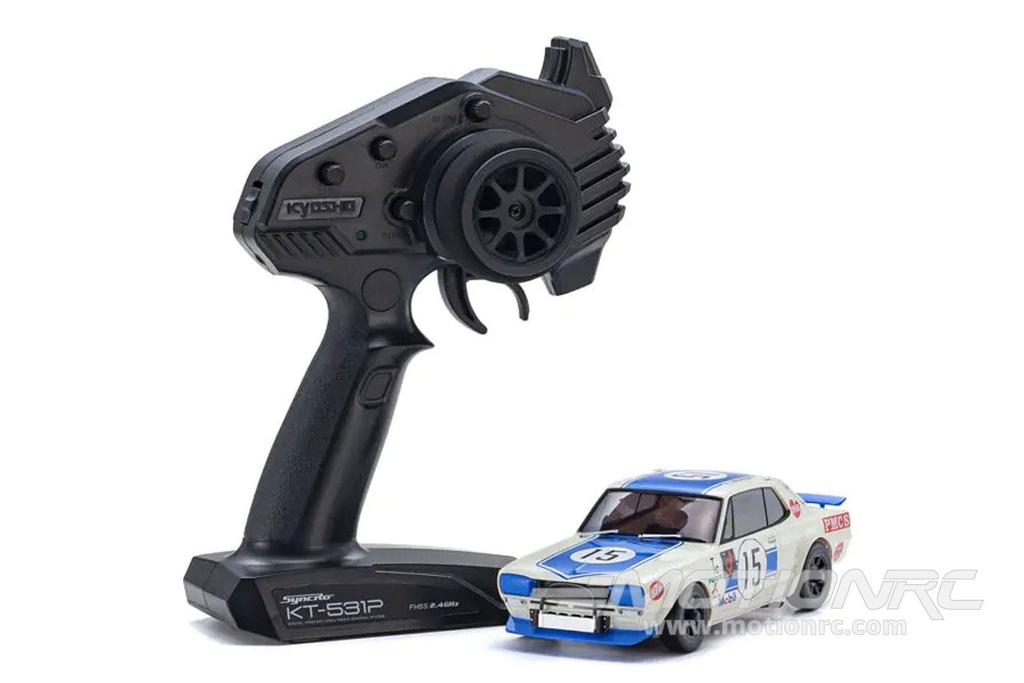 Kyosho Mini-Z Blue No. 15 Nissan 1972 Skyline 2000 GT-R KPGC10 1/27 Scale AWD - RTR KYO32643BL