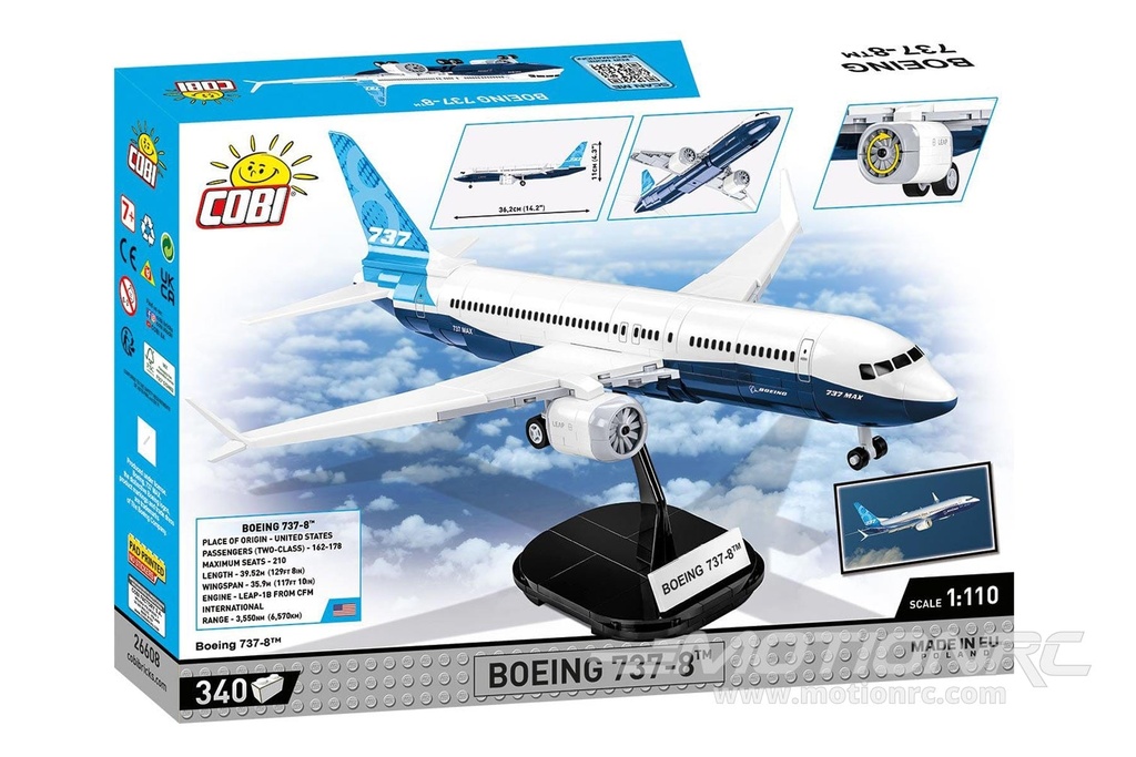 COBI Boeing 737-8 Passenger Jet 1:110 Scale Building Block Set COBI-26608
