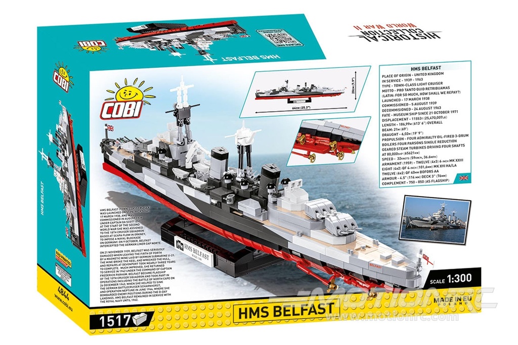 COBI UK Battleship HMS Belfast 1:300 Scale Building Block Set COBI-4844