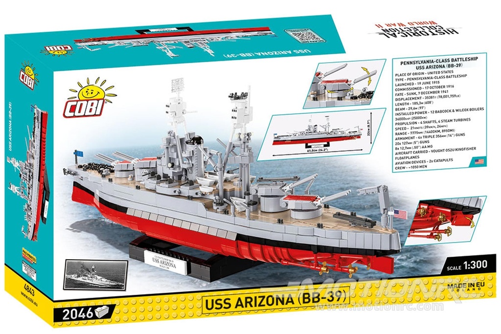 COBI US Battleship USS Arizona 1:300 Scale Building Block Set COBI-4843