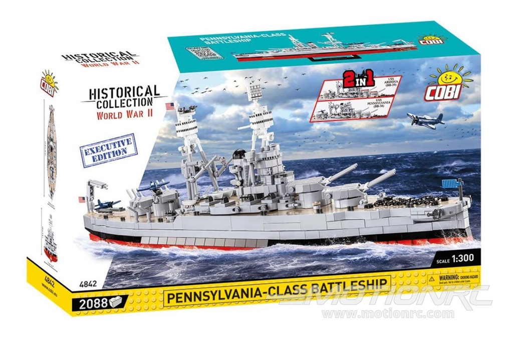 COBI Pennsylvania-Class Battleship 1:300 Scale 2 in 1 USS Arizona or USS Pennsylvania Executive Edition Building Block Set COBI-4842