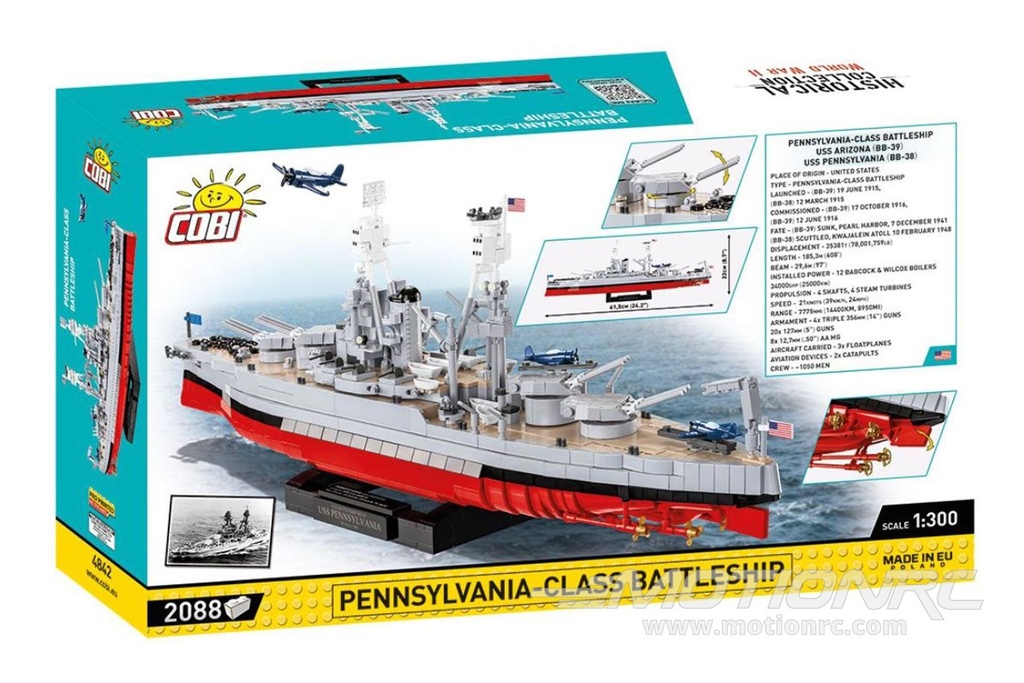COBI Pennsylvania-Class Battleship 1:300 Scale 2 in 1 USS Arizona or USS Pennsylvania Executive Edition Building Block Set COBI-4842