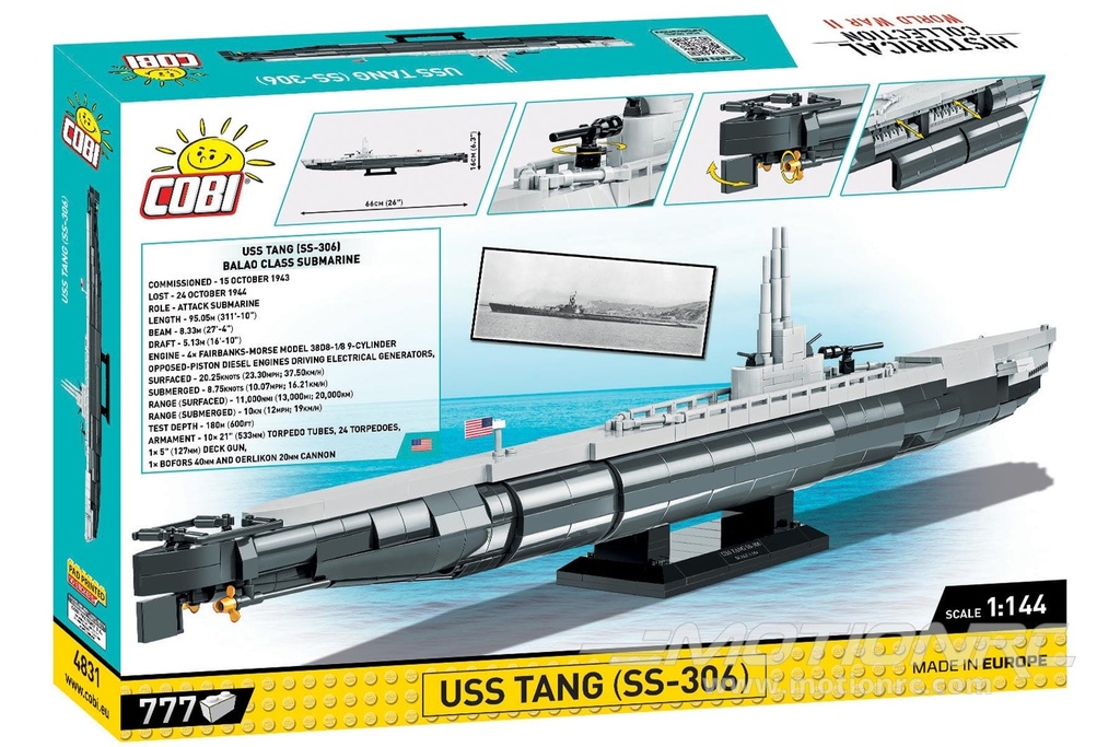 COBI USS Tang Submarine 1:144 Scale Building Block Set COBI-4831