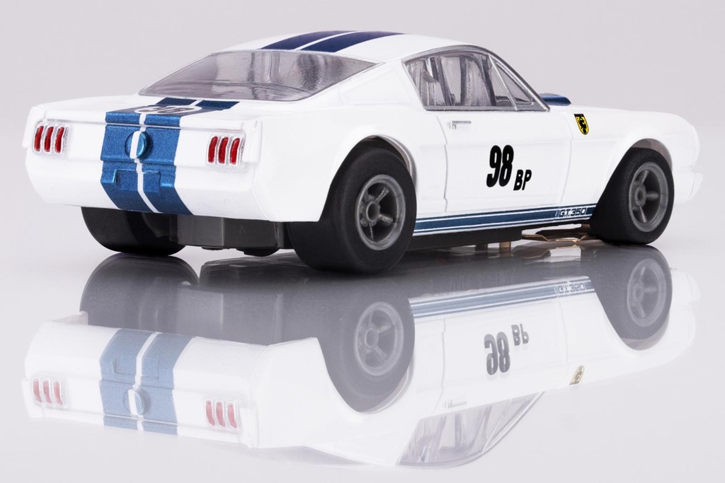 AFX Mega G+ HO Scale Ford Mustang GT350R - 1965 White/Blue Miles Slot Car