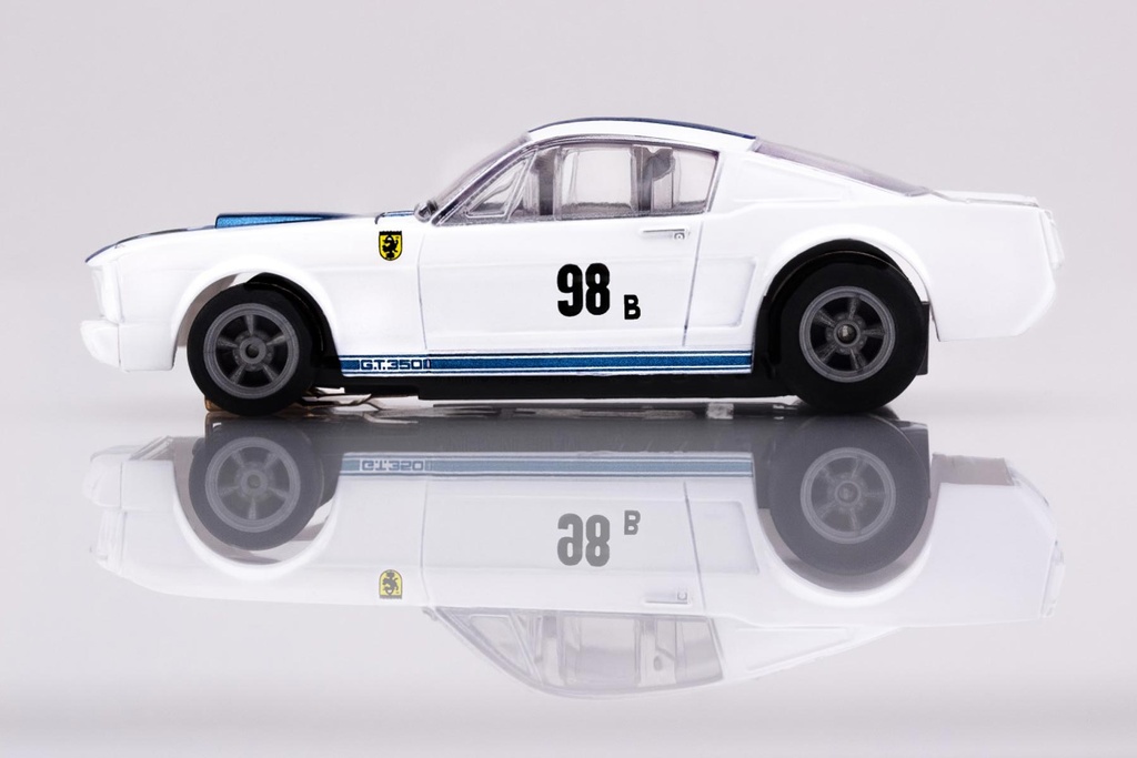 AFX Mega G+ HO Scale Ford Mustang GT350R - 1965 White/Blue Miles Slot Car