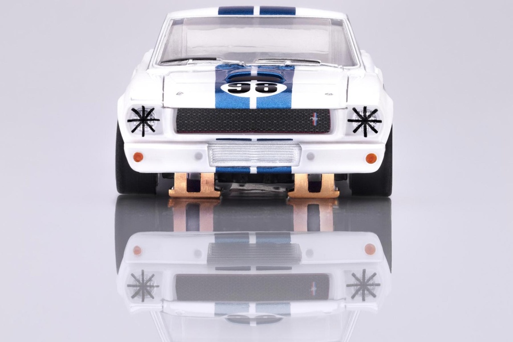 AFX Mega G+ HO Scale Ford Mustang GT350R - 1965 White/Blue Miles Slot Car