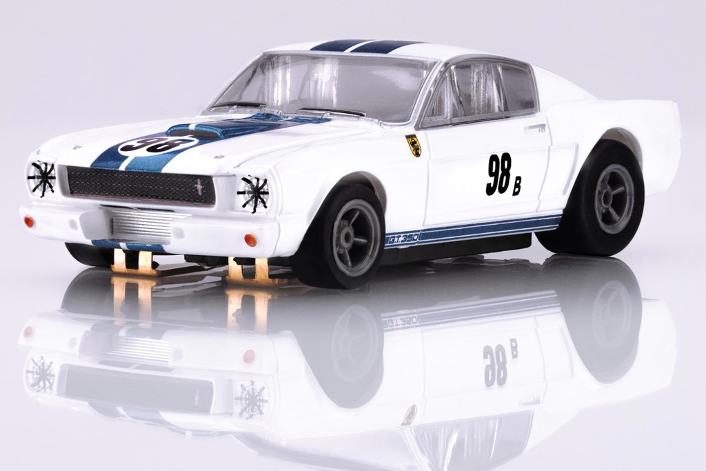 AFX Mega G+ HO Scale Ford Mustang GT350R - 1965 White/Blue Miles Slot Car
