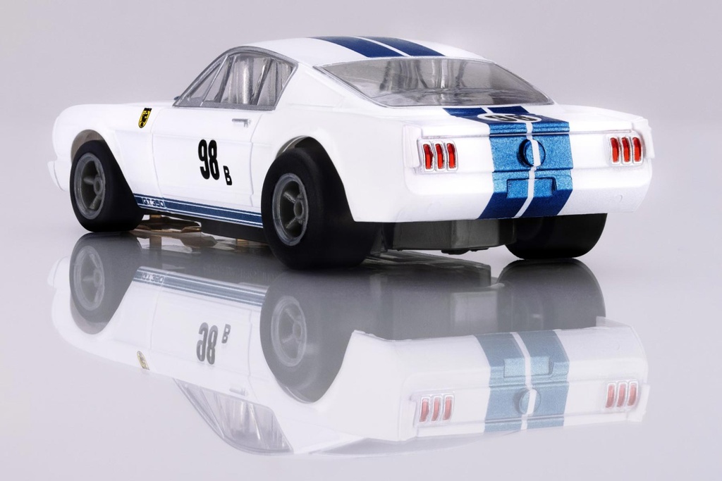 AFX Mega G+ HO Scale Ford Mustang GT350R - 1965 White/Blue Miles Slot Car