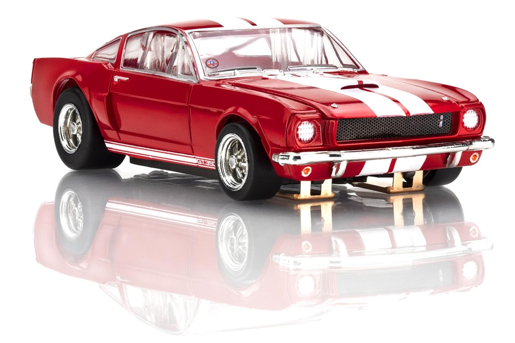 AFX Mega G+ HO Scale 1966 Shelby GT350 Red/White Stripes Slot Car