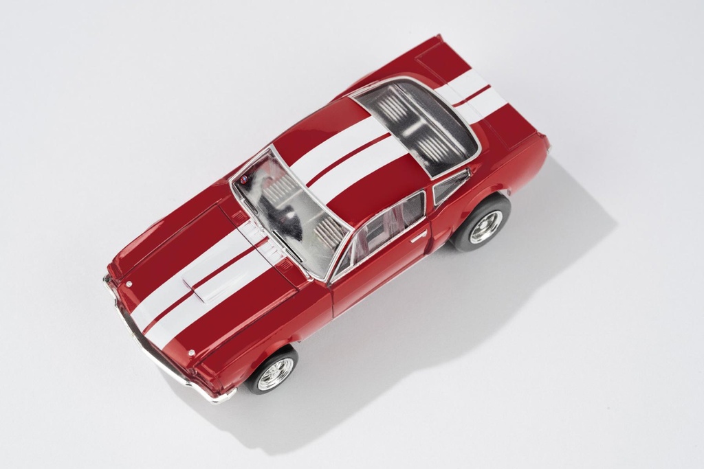 AFX Mega G+ HO Scale 1966 Shelby GT350 Red/White Stripes Slot Car