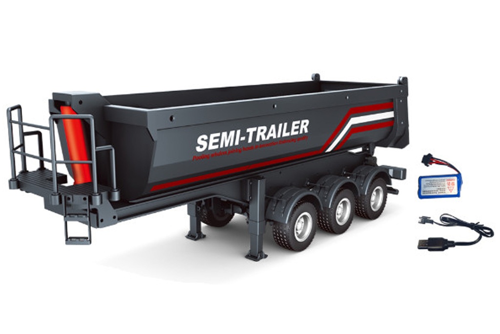 Huina 1/18 Scale Black Dump Truck Trailer - RTR