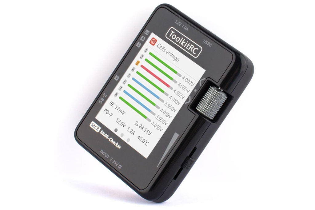 ToolkitRC MC8 Advanced 2-8S Battery Checker/Balancer and Servo Multi-Tester