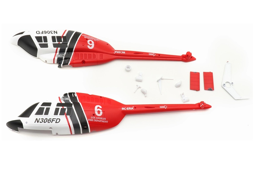 RotorScale 150 Size Bell 206 Fuselage Set - Red