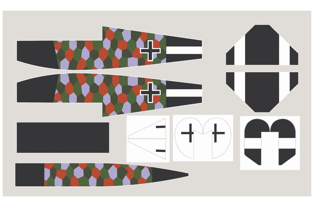 Nexa 1730mm Fokker DVII Black-White Covering Set (Fuselage and Tail)
