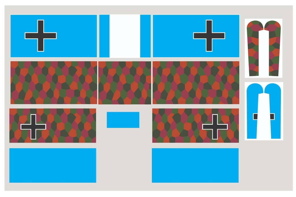 Nexa 1730mm Fokker DVII Red-Blue Covering Set (Wing)