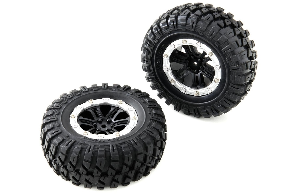 Primus 1/10 Scale Crawler Tires and Chrome Wheels - Mounted Set