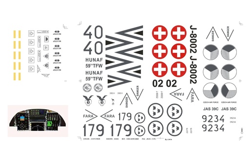 [FJ2182107] Freewing 80mm EDF JAS-39 Gripen Grey Decal Sheet