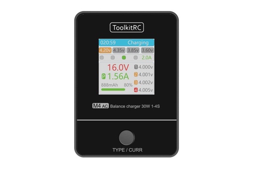 [TK10900] ToolkitRC M4AC 30W 4 Cell (4S) LiPo AC Battery Charger