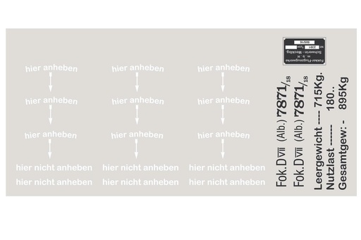[NXA1070-204] Nexa 1730mm Fokker DVII Black-White Decal Set