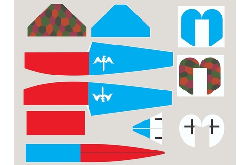 [NXA1070-106] Nexa 1730mm Fokker DVII Red-Blue Covering Set (Fuselage and Tail)