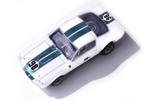 [AFX22125] AFX Mega G+ HO Scale Ford Mustang GT350R - 1965 White/Blue Miles Slot Car