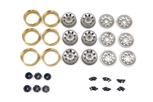 [HBP240479] Hobby Plus 1/18 Scale CR18P Silver 6x6 1.2" Steelie Bead Lock Wheel Set