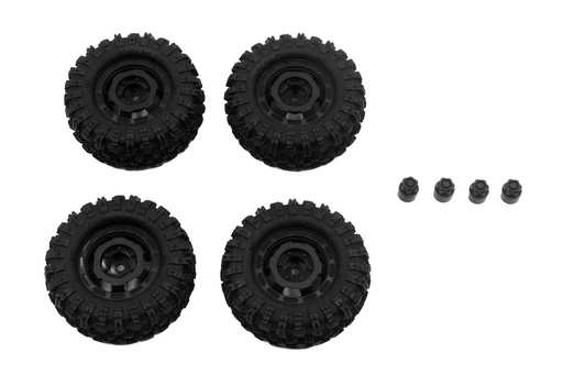 [HBP240443] Hobby Plus 1/18 Scale CR18P Black Truck Wheel/Mudder Tire Set