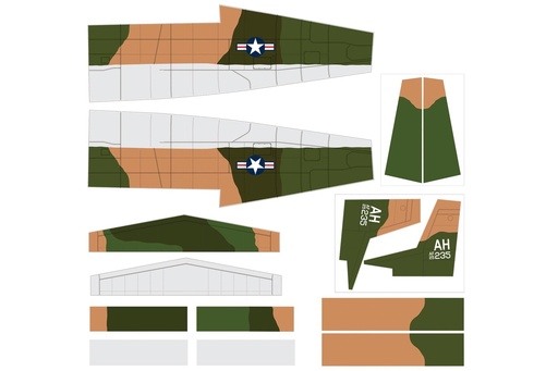 [NXA1056-307] Nexa 1770mm T-28 Trojan Camo Covering Set - Fuselage and Tail