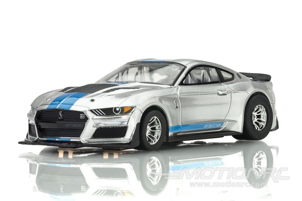 AFX Mega G+ HO Scale 2022 Shelby Mustang GT500KR Silver/Blue Slot Car AFX22099