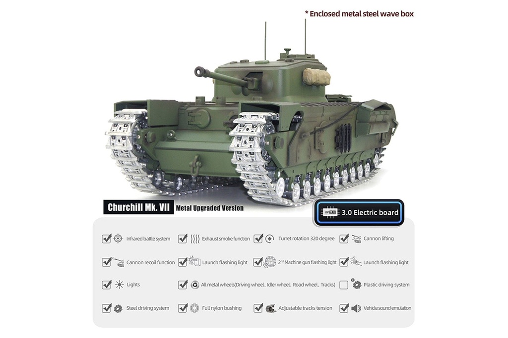 Tongde UK Churchill Mk. VII Professional Edition 1/16 Scale Battle Tank - RTR TDE1005-002