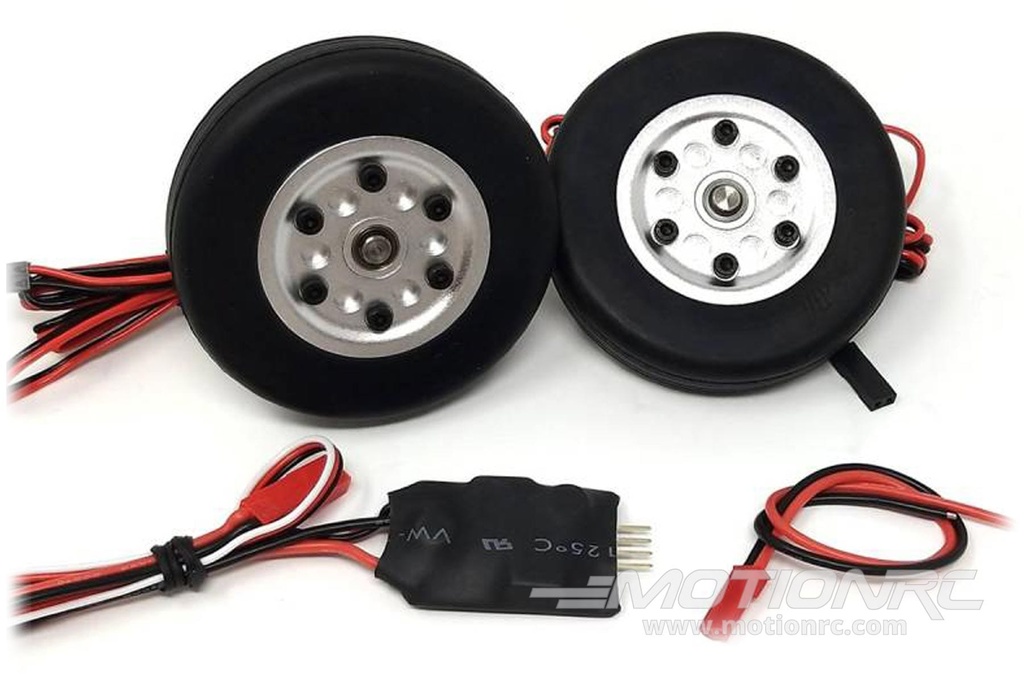 JP Hobby Electric Brakes with 60mm (2.36") x 14mm Rubber Wheels for 4mm Axles JPH6001-102