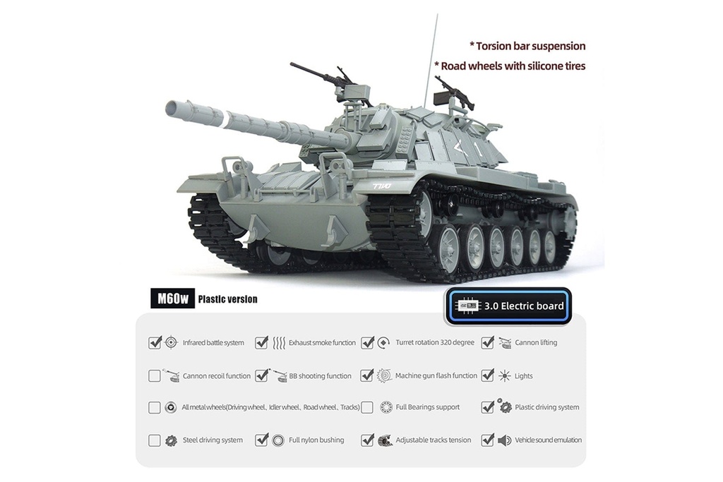 Tongde IDF M60 ERA Upgrade Edition 1/16 Scale Battle Tank - RTR TDE1002-001