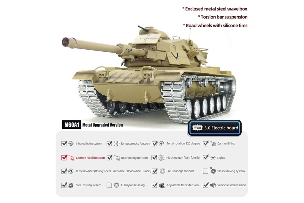 Tongde US M60A1 ERA Professional Edition 1/16 Scale Battle Tank - RTR TDE1000-002