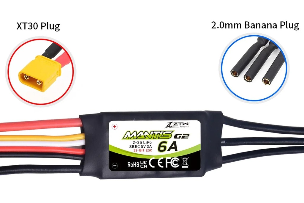 ZTW Mantis G2 6A ESC with 3A SBEC ZTW2006211
