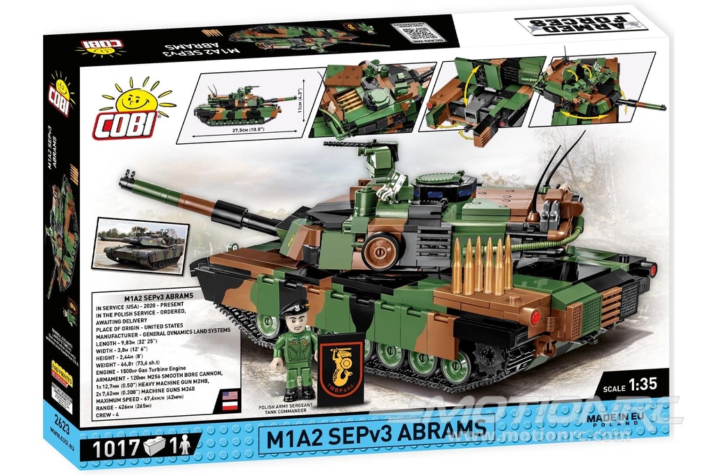 COBI M1A2 Abrams SEPv3 Tank 1:35 Scale Building Block Set COBI-2623