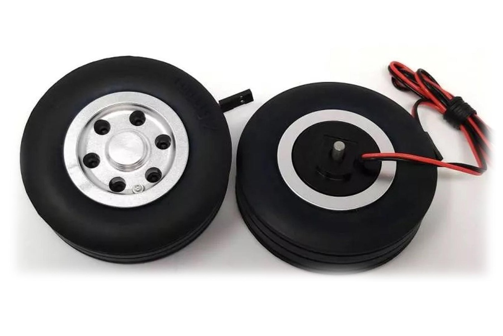 JP Hobby Electric Brakes with 70mm (2.75") x 25mm Rubber Wheels for 4mm Axles
