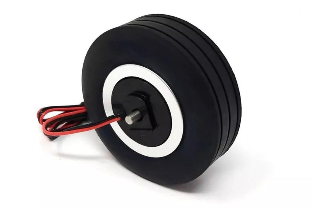 JP Hobby Electric Brakes with 70mm (2.75") x 25mm Rubber Wheels for 4mm Axles