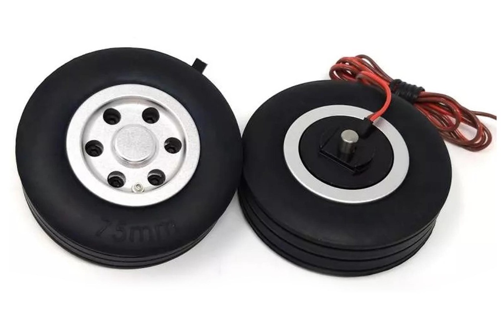 JP Hobby Electric Brakes with 75mm (2.95") x 25mm Rubber Wheels for 4mm Axles