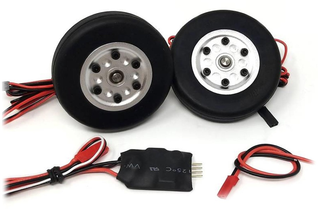 JP Hobby Electric Brakes with 65mm (2.55") x 16mm Rubber Wheels for 4mm Axles