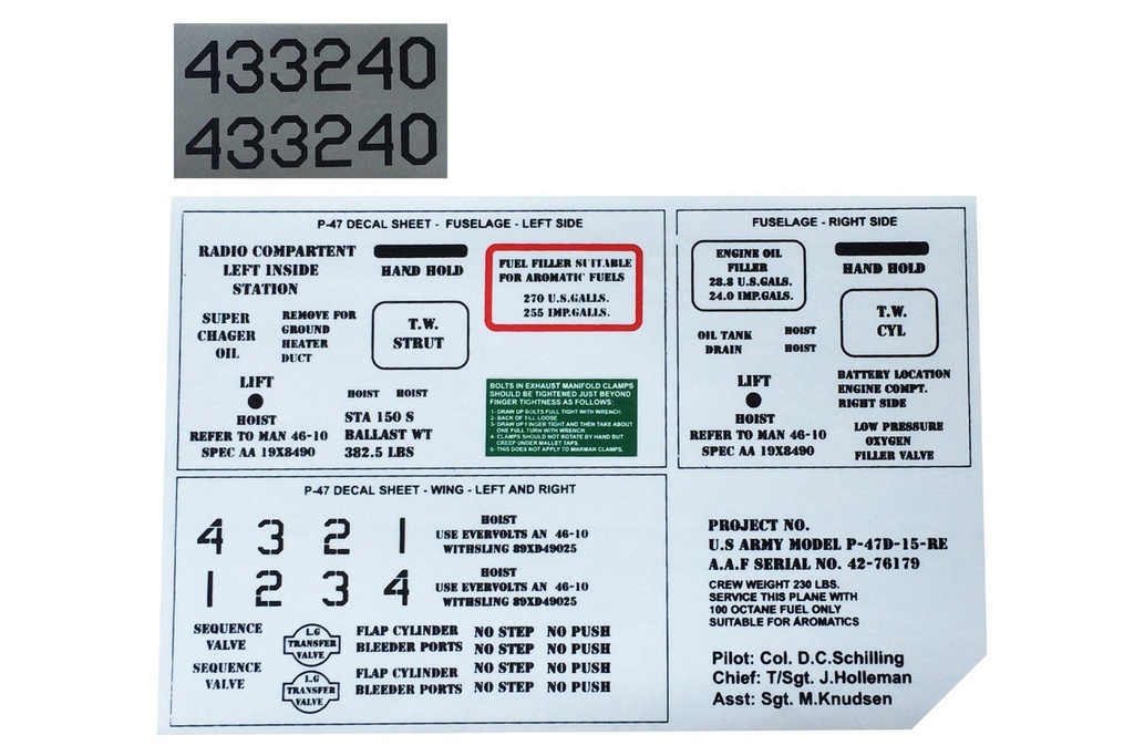 Nexa 1500mm P-47D Thunderbolt "Tarheel Hal" Decal Set