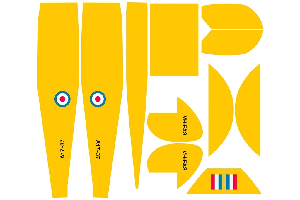 Nexa 1400mm DH.82 Tiger Moth Yellow Covering Set (Fuselage and Tail)