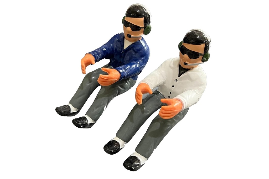 Black Horse 100mm (4.0") Civil Pilot Figure (2pcs) - White/Blue
