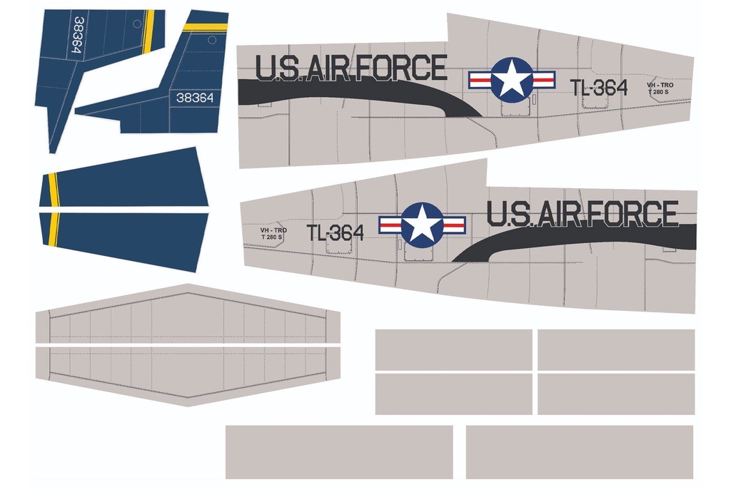 Nexa 1770mm T-28 Trojan Silver Covering Set (Fuselage and Tail)