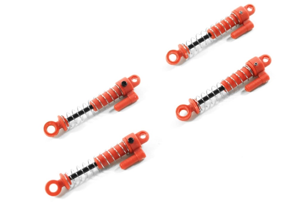 Hobby Plus 1/24 and 1/18 Scale Complete Red Plastic Shock Set (4)