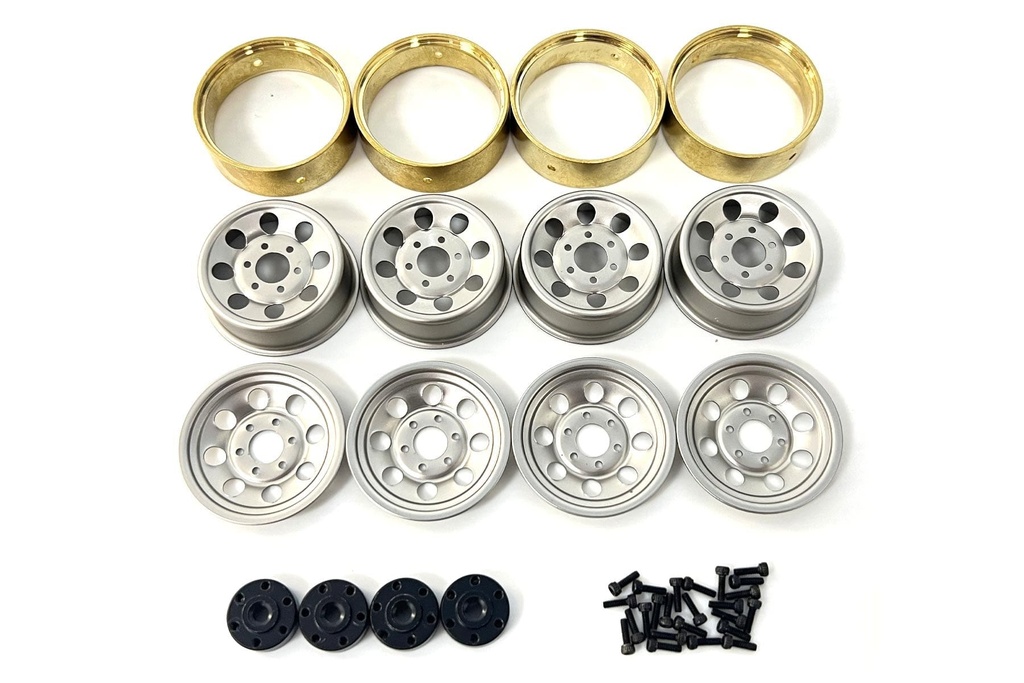Hobby Plus 1/18 Scale 1.2 Steelie Silver Bead Lock Wheel Set (4)