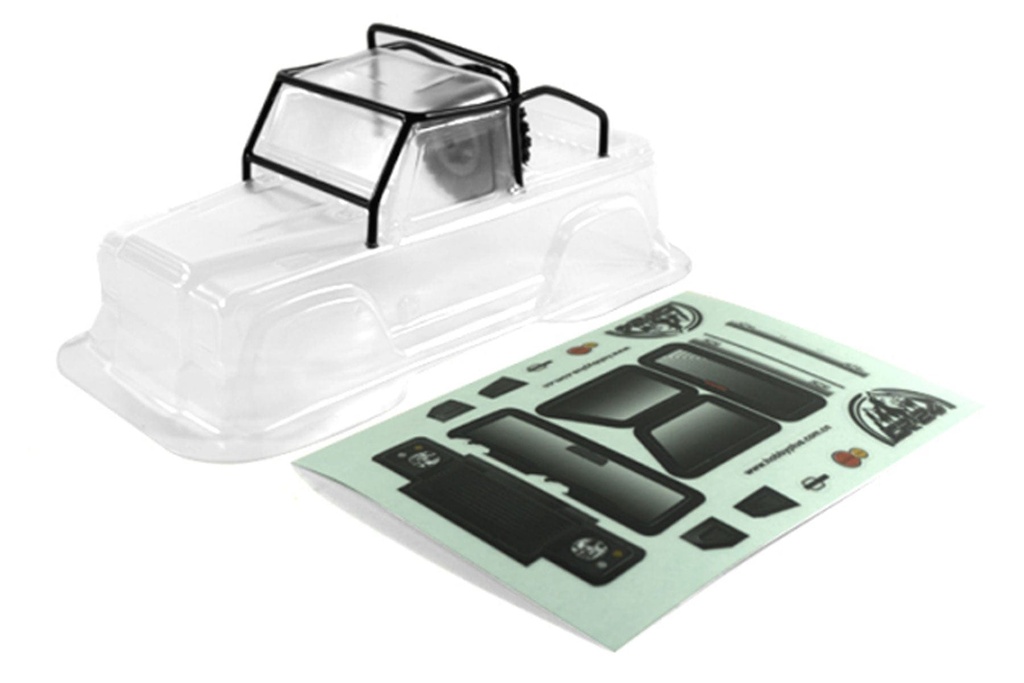 Hobby Plus 1/24 Scale Defender Clear Truck Cab Body with Roll Cage Set