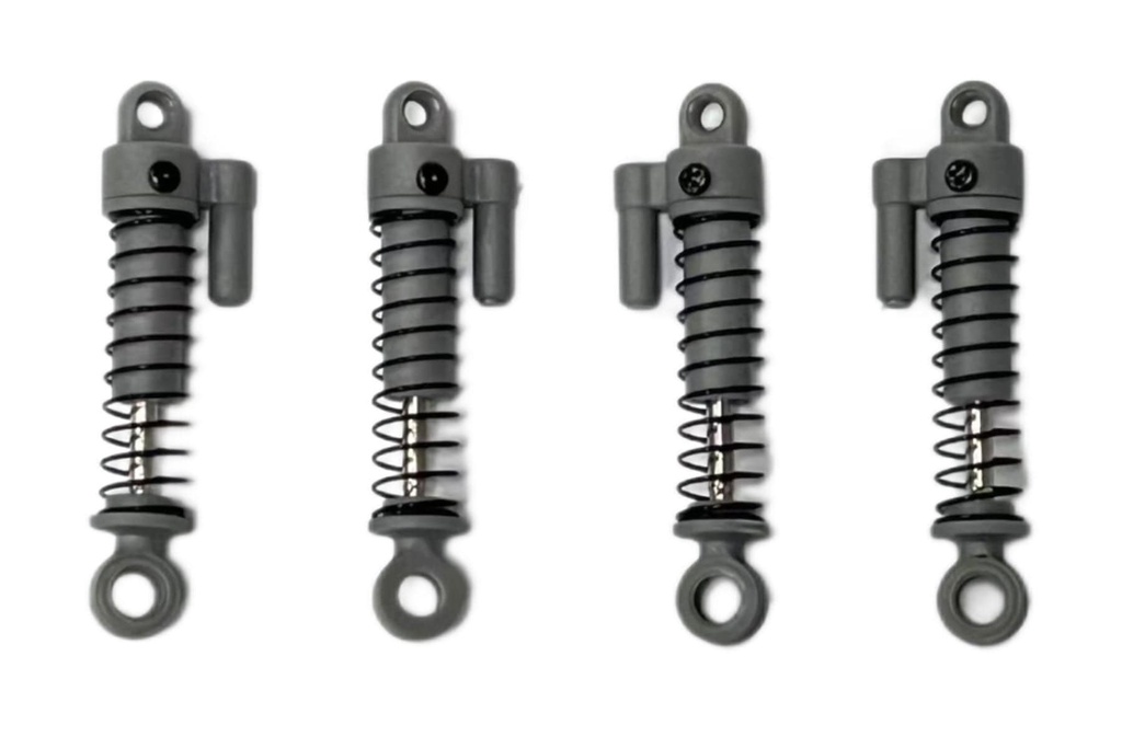 Hobby Plus 1/24 and 1/18 Scale Grey Long Plastic Shock Set (4)