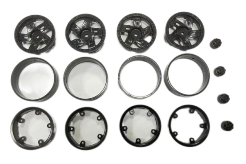 Hobby Plus 1/18 Scale 1.2" Bead Lock Wheel Set (4)