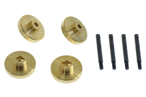 [HBP240397] Hobby Plus 1/18 Scale Optional Brass +10mm Wheel Hex with Axle Set (4)